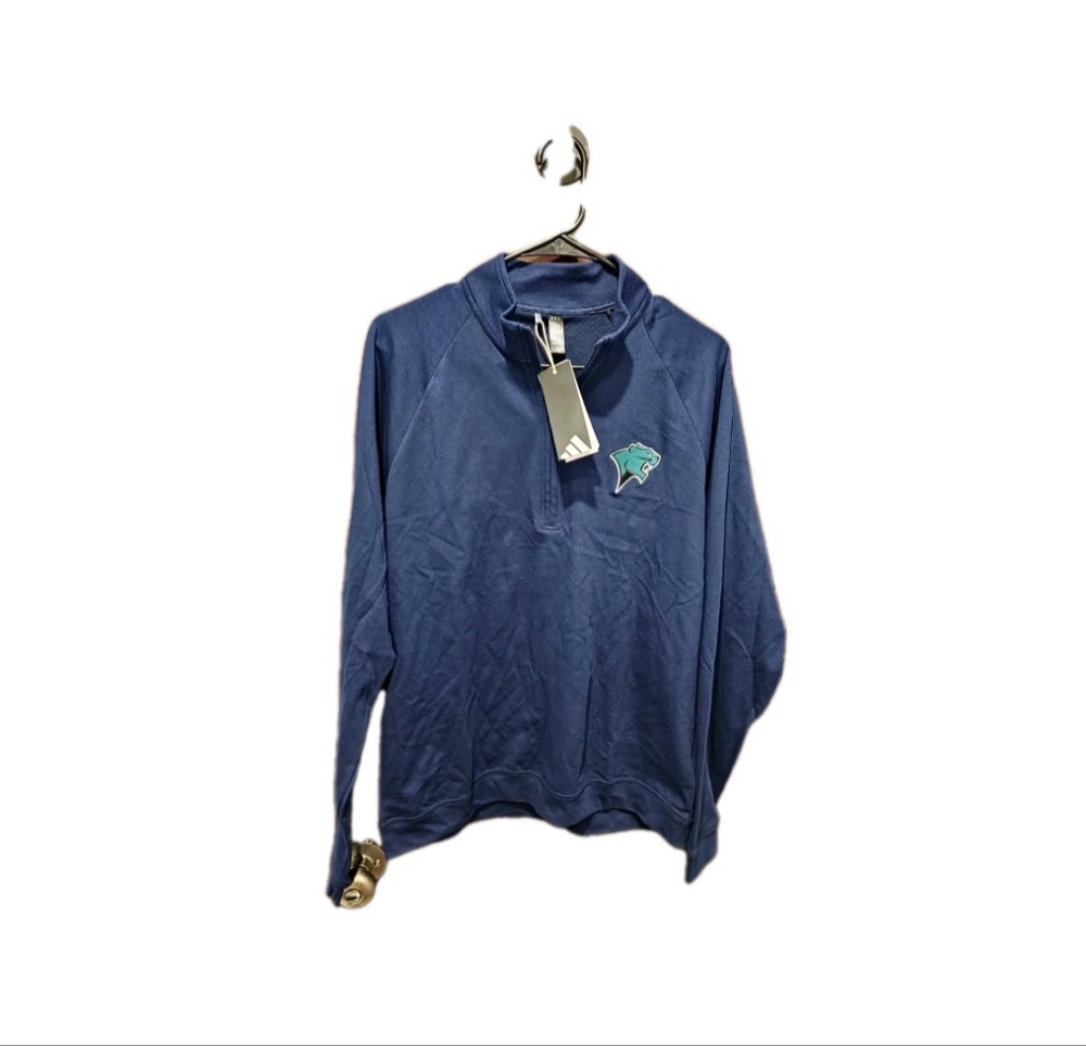 NWT Men's Carolina Panthers Navy Blue Quarter Zip Pullover Size‎ Medium Adidas